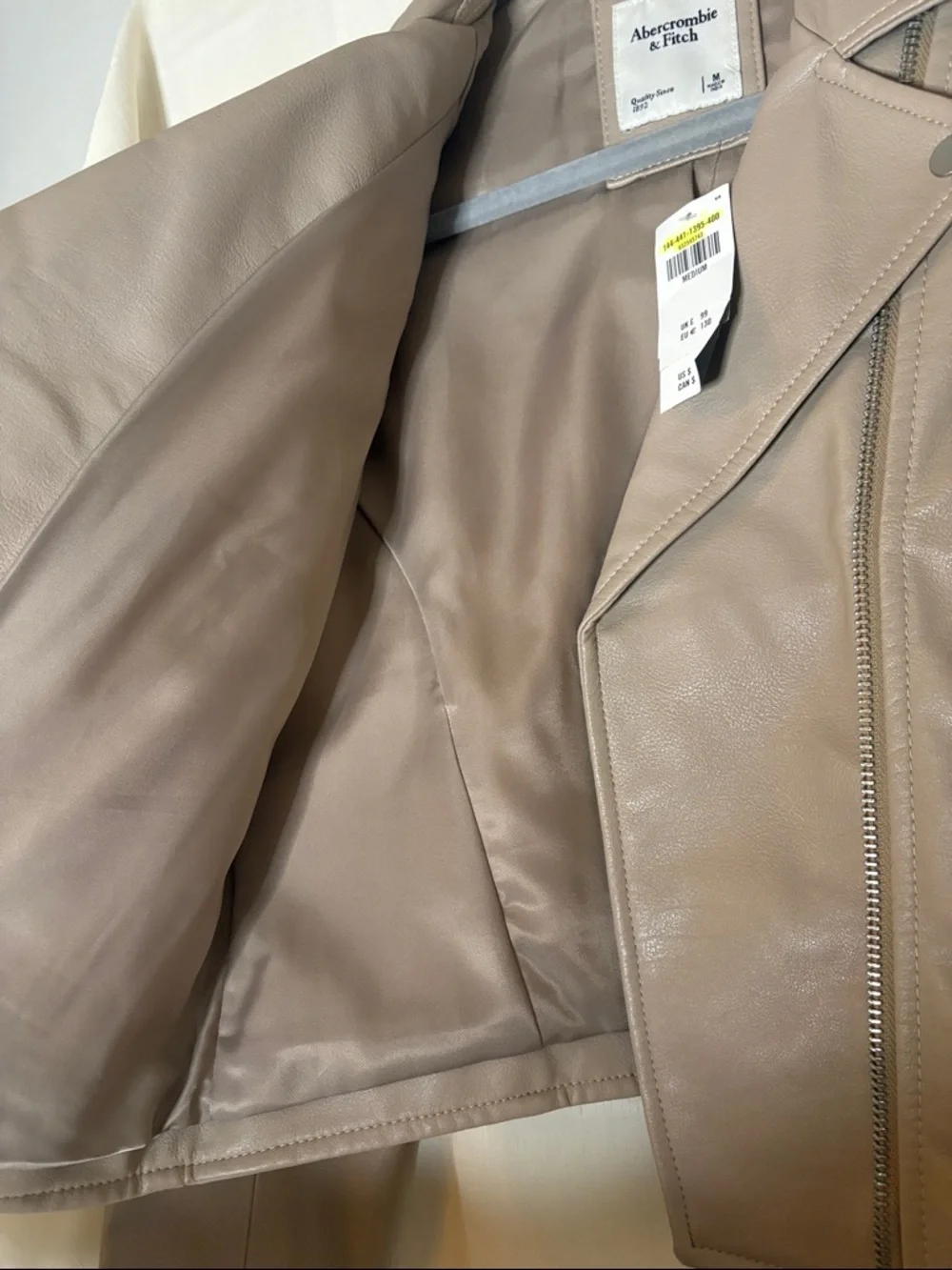 Abercrombie & Fitch Vegan Leather Moto Jacket - Taupe - Picture 7 of 10